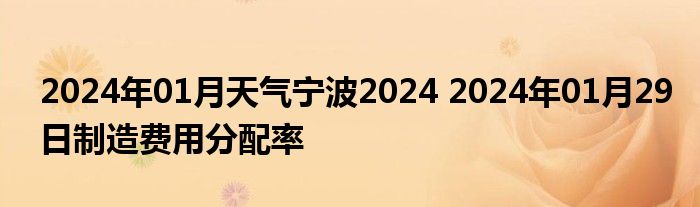 2024年01月天气宁波2024 2024年01月29日制造费用分配率