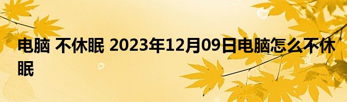 电脑 不休眠 2023年12月09日电脑怎么不休眠