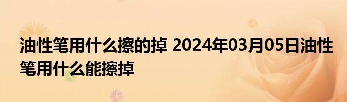 油性笔用什么擦的掉 2024年03月05日油性笔用什么能擦掉