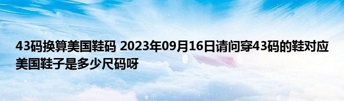 43码换算美国鞋码 2023年09月16日请问穿43码的鞋对应美国鞋子是多少尺码呀