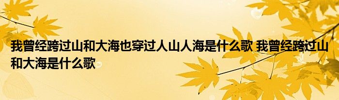 我曾经跨过山和大海也穿过人山人海是什么歌 我曾经跨过山和大海是什么歌