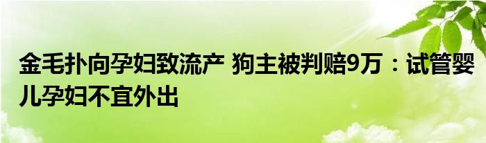 金毛扑向孕妇致流产 狗主被判赔9万：试管婴儿孕妇不宜外出