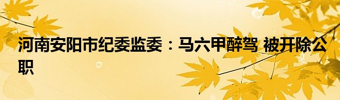 河南安阳市纪委监委：马六甲醉驾 被开除公职