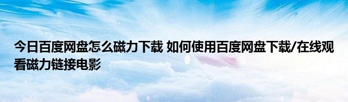 今日百度网盘怎么磁力下载 如何使用百度网盘下载/在线观看磁力链接电影