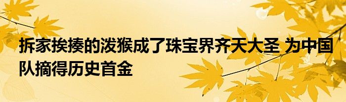 拆家挨揍的泼猴成了珠宝界齐天大圣 为中国队摘得历史首金