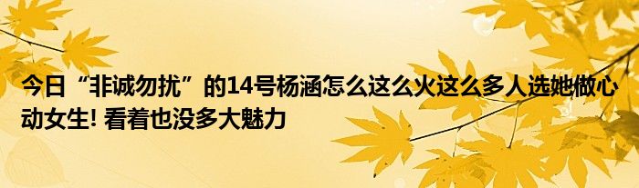 今日“非诚勿扰”的14号杨涵怎么这么火这么多人选她做心动女生! 看着也没多大魅力