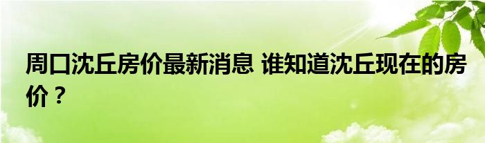 周口沈丘房价最新消息 谁知道沈丘现在的房价？