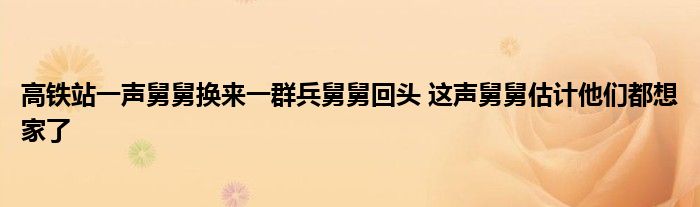 高铁站一声舅舅换来一群兵舅舅回头 这声舅舅估计他们都想家了