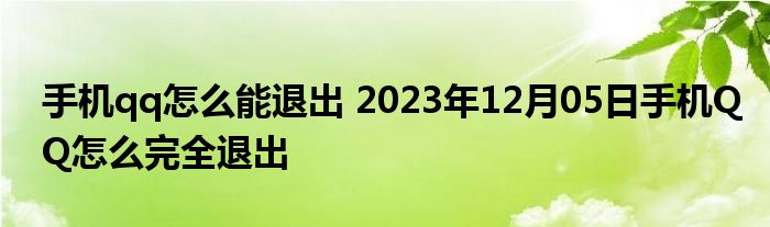 手机qq怎么能退出 2023年12月05日手机QQ怎么完全退出