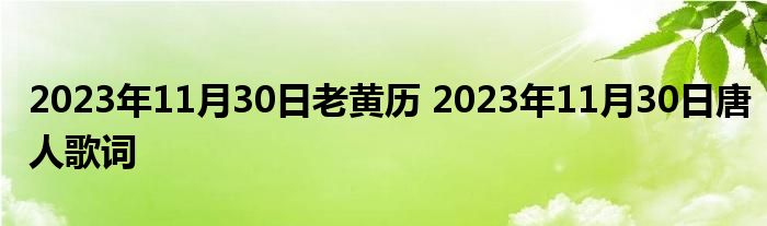 2023年11月30日老黄历 2023年11月30日唐人歌词