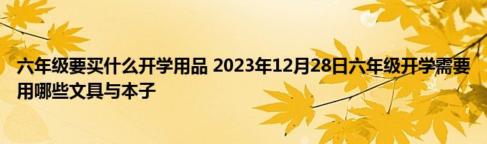 六年级要买什么开学用品 2023年12月28日六年级开学需要用哪些文具与本子