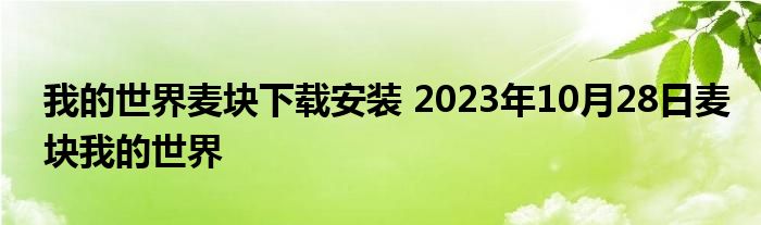 我的世界麦块下载安装 2023年10月28日麦块我的世界