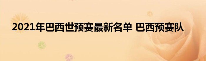 2021年巴西世预赛最新名单 巴西预赛队