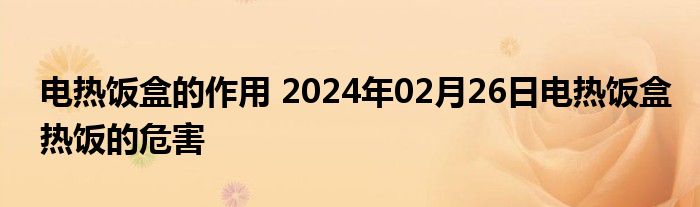 电热饭盒的作用 2024年02月26日电热饭盒热饭的危害