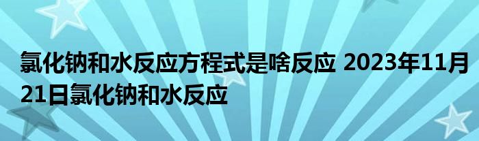 氯化钠和水反应方程式是啥反应 2023年11月21日氯化钠和水反应