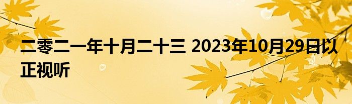 二零二一年十月二十三 2023年10月29日以正视听