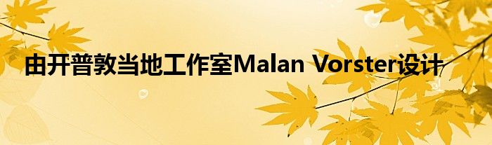 由开普敦当地工作室Malan Vorster设计