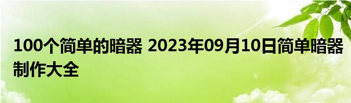 100个简单的暗器 2023年09月10日简单暗器制作大全